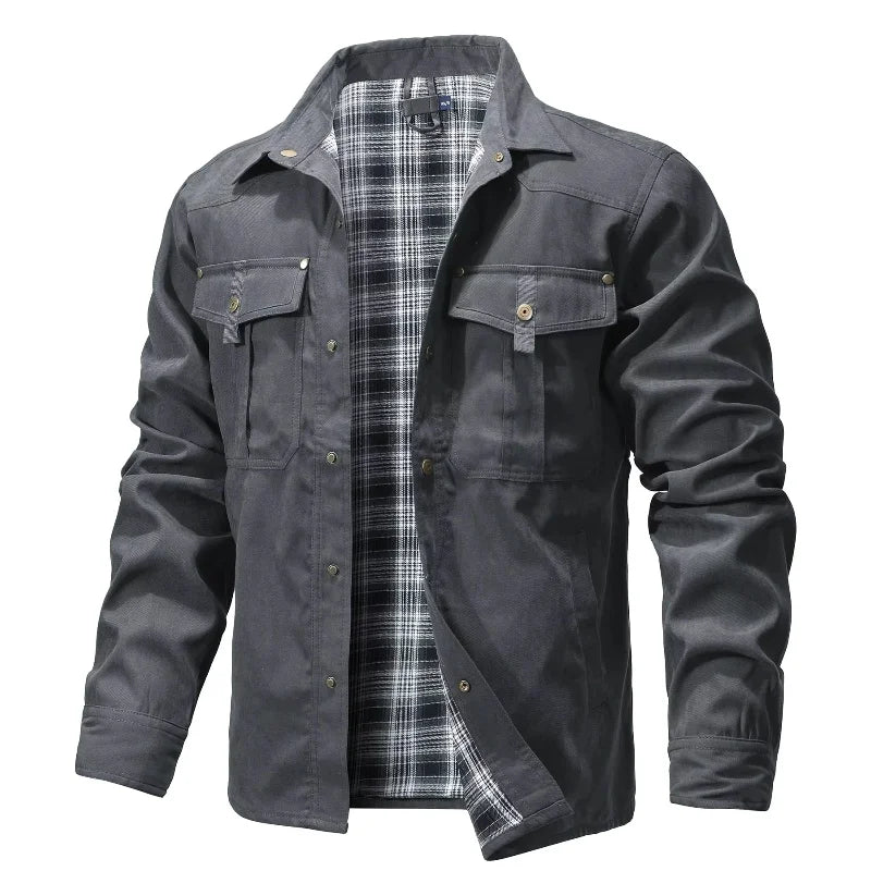 Chaquetas para hombre, camisa forrada de franela de primavera, abrigo, sudadera informal con botones a presión, estilo vaquero occidental, Top de alta calidad, talla estadounidense