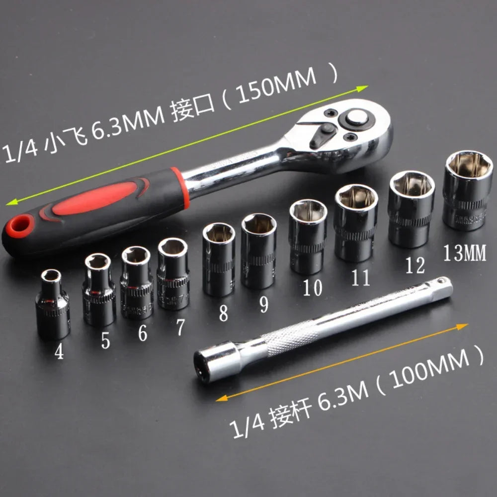 Juego de 12 piezas de herramientas de hardware multifunción Juego de llaves de tubo rápido de trinquete