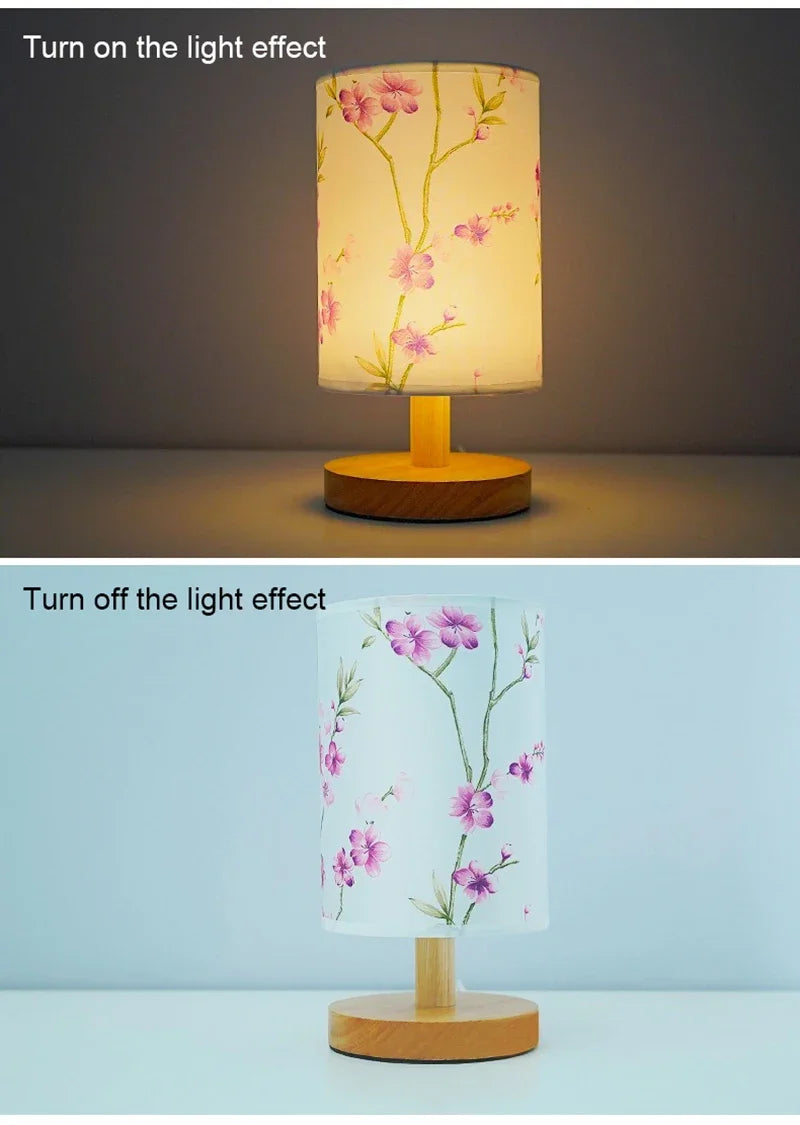Lámparas de mesa de decoración cuadrada LED, estilo chino Simple, regulable, enchufe europeo, luz nocturna, pantalla de tela, luces de noche para dormitorio