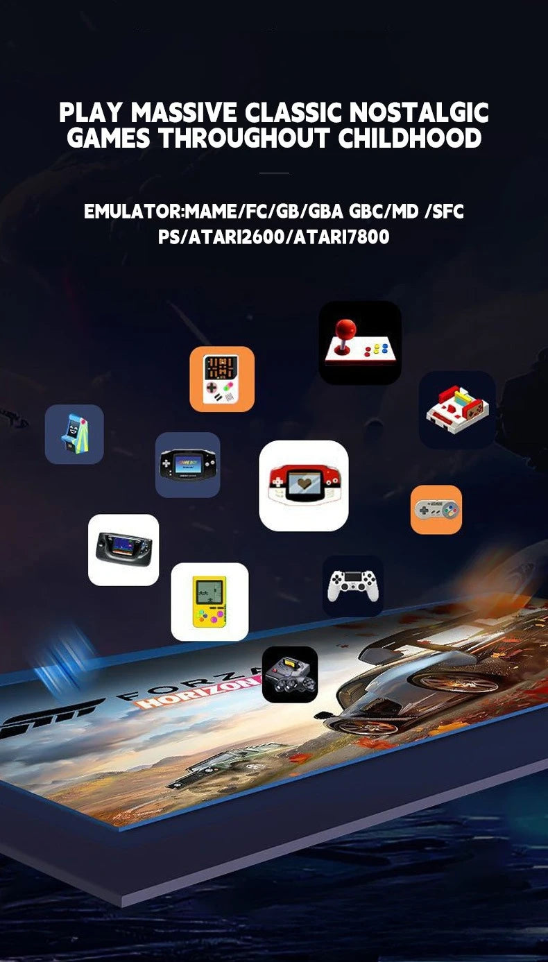 Consola de Videojuegos Retro X2 4K con Más de 40000 Juegos, Más de 30 Emuladores, Salida HD, 2 Controles Inalámbricos, Plug and Play, TV/Computadora