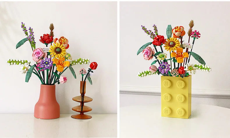 LOZ-1661 serie de plantas, bloque de construcción de simulación, maceta, cerezo suculento, modelo para el hogar, decoración, juguete de bloques de construcción para niña