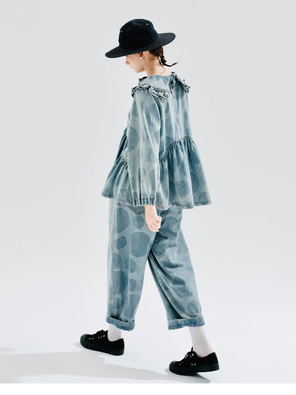 Pantalones Vaqueros de Algodón Holgados con Estampado