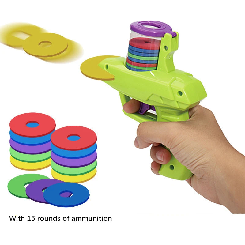 Pistola voladora de tiro para niños, juguete de seguridad EVA, espuma suave, disco lanzador, juegos de interacción entre padres e hijos al aire libre
