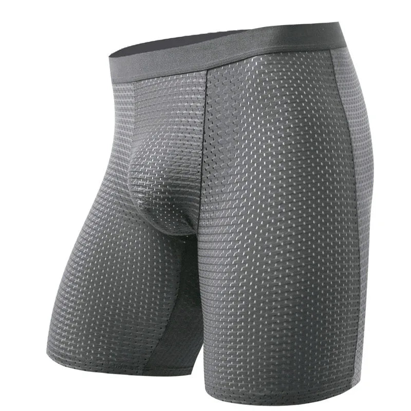 Bóxer de malla para hombre, ropa interior Sexy, Calzoncillos largos, 3 piezas