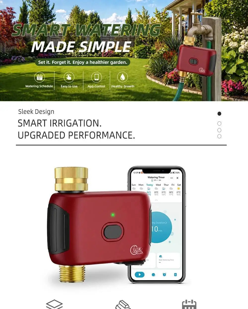 Temporizador de agua WiFi inteligente, controlador de riego, No requiere concentrador, válvula automática de aspersor de goteo para jardín, Control por aplicación Tuya