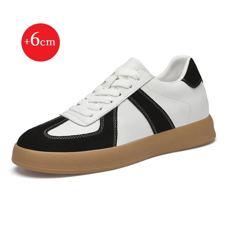 Zapatos invisibles con aumento de altura, zapatos de entrenamiento moral de 8cm, zapatillas informales transpirables de verano con aumento de altura interior para hombre, zapatos Forrest Gump versátiles Retro de cuero genuin