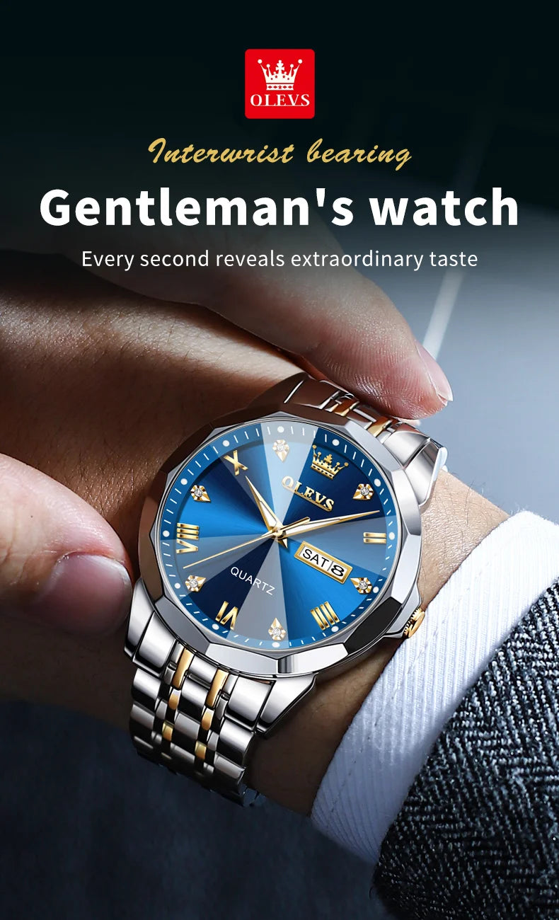 Reloj de Cuarzo OLEVS para Hombre con Acero Inox y Doble Calendario