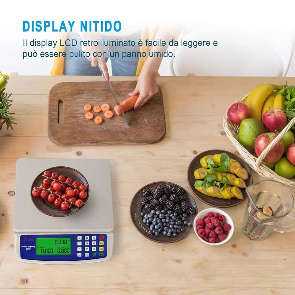Báscula Digital de Cocina 30KG Alta Precisión Pantalla LCD