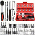 Juego de Herramientas de 150/46 Piezas, Kit de Reparación Automotriz y de Motocicletas - Acero al Cromo Vanadio Resistente, Incluye Llaves de Trinquete