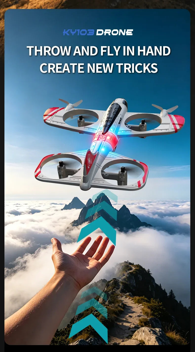 Mini Dron KY103 con Luces LED, Avión RC 2.4G con Control Remoto