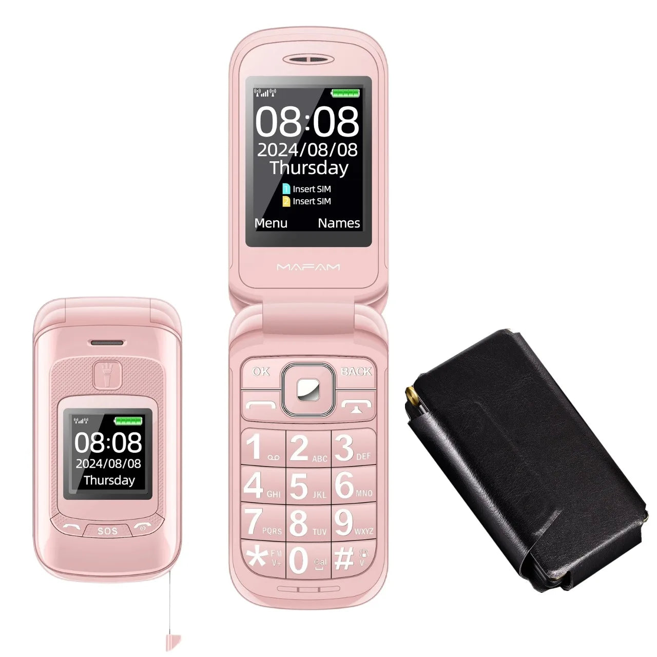 Mafam F899 Senior Flip Feature Phone Dos pantallas 2 Sim Botón grande SOS Dial Antorcha Clamshell Móvil Estilo retro 15 días Larga modo de reposo