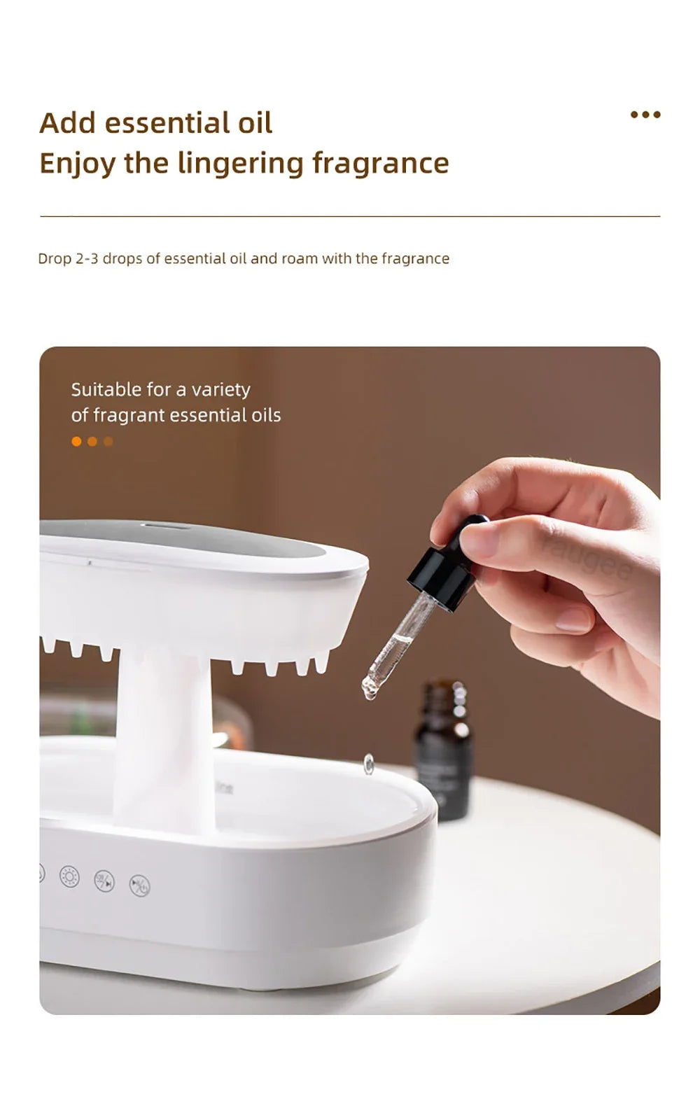Humidificador Gota de Lluvia con Luz Ambiente