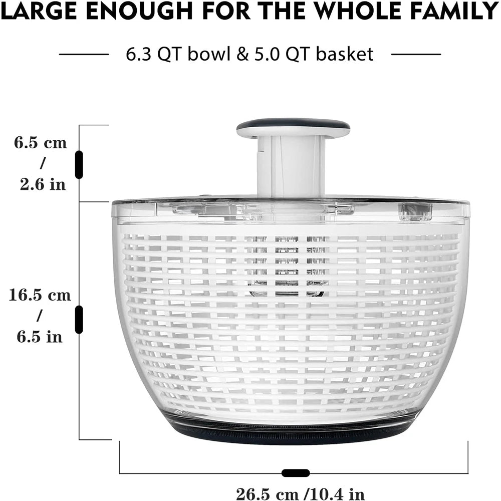 LMETJMA-espeador de ensalada de 6,3 QT, secador de lechuga grande, Spinner de una sola mano, fácil de presionar, secador de verduras grande, mezclador de ensalada, lavadora JT251