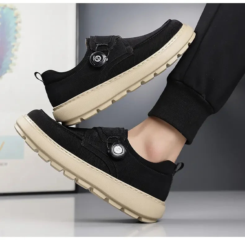 Mocasines para hombre con hebilla giratoria manos libres, transpirables y suela antideslizante
