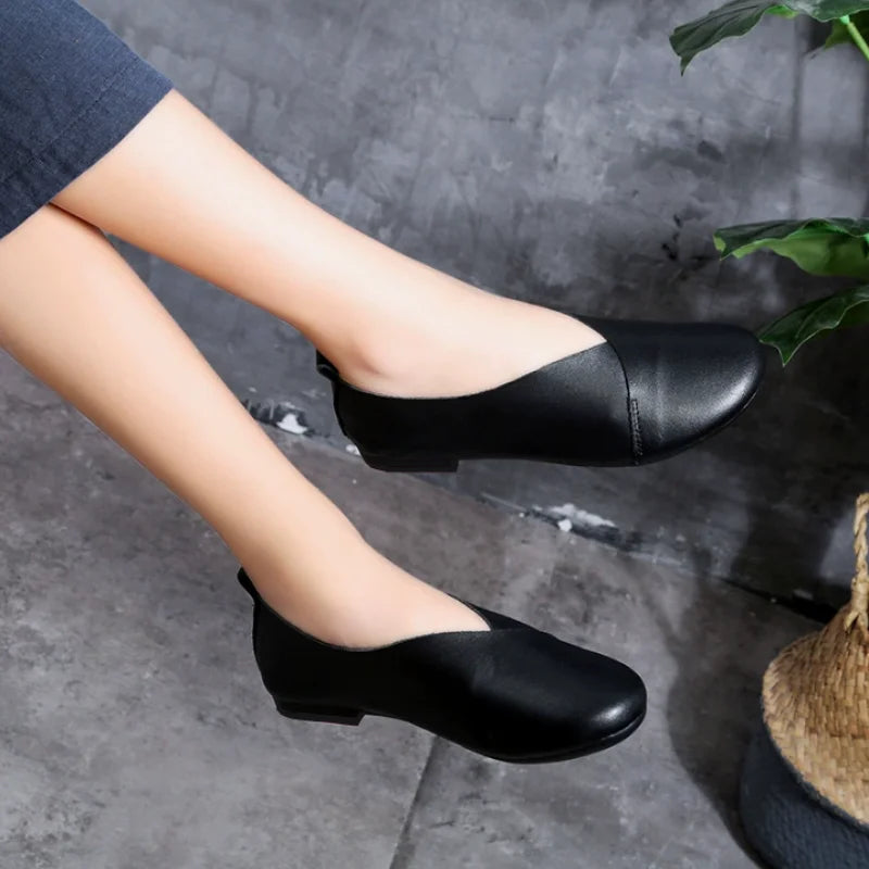 Zapatos Planos de Cuero para Mujer, Ligeros y Transpirables, Casuales