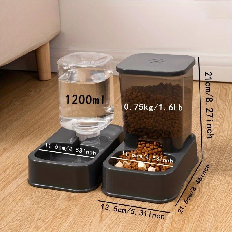 Comedero automático para perros y gatos con bebedero, juego de cuencos y bebederos para comida para mascotas, Control inteligente de porciones para perros y gatos, sin batería
