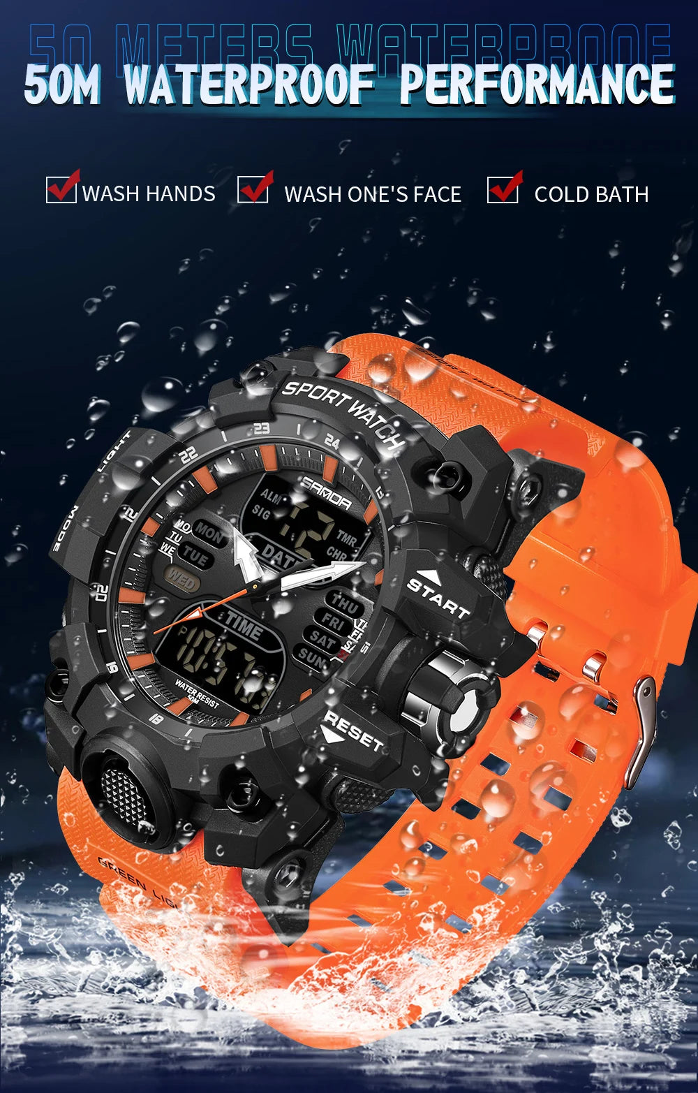 Reloj Deportivo Digital SANDA para Hombre con Doble Pantalla LED y Alarma