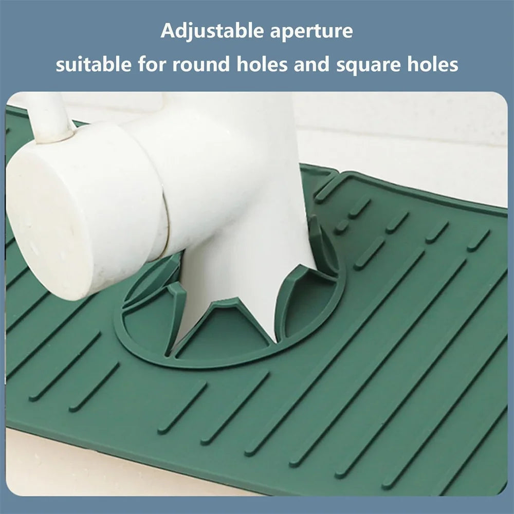 Esteras receptoras de agua para grifo de silicona, almohadillas de secado a prueba de derrames para fregadero de cocina, drenaje antideslizante y protector contra salpicaduras, estera colectora de agua