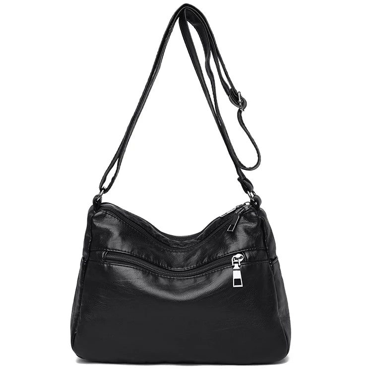 Bolso bandolera negro, bolso de hombro de viaje con correas ajustables y compartimento con cremallera, bolso de hombro adecuado para diferentes
