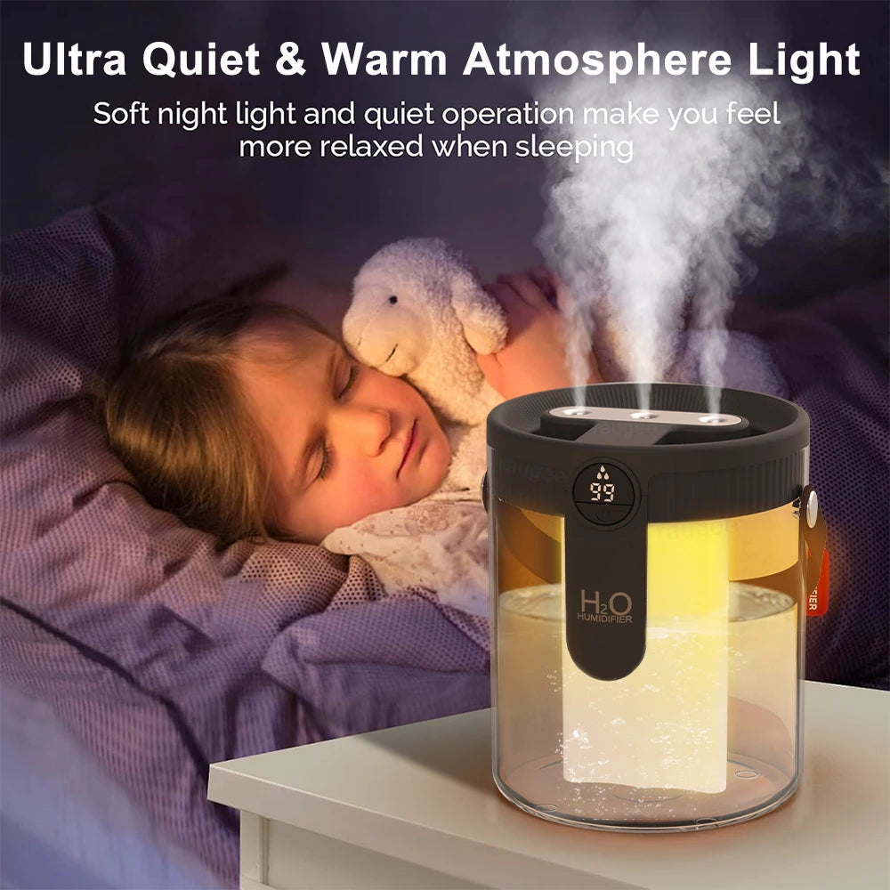 Humidificador de Aire 1,5L Recargable USB con Luz LED
