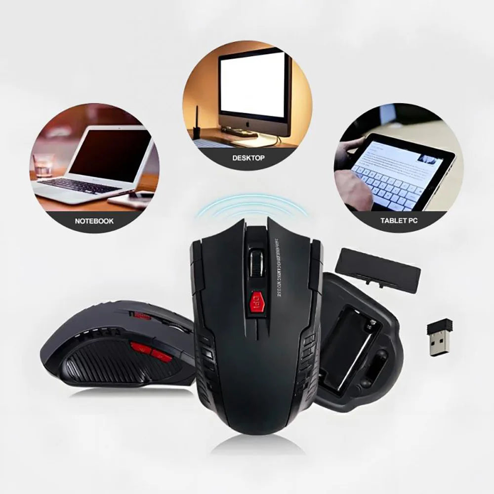 Ratón inalámbrico de 2,4G, receptor USB, 6 botones, ratones inalámbricos ópticos profesionales, ratones USB de desplazamiento derecho para ordenador portátil y PC