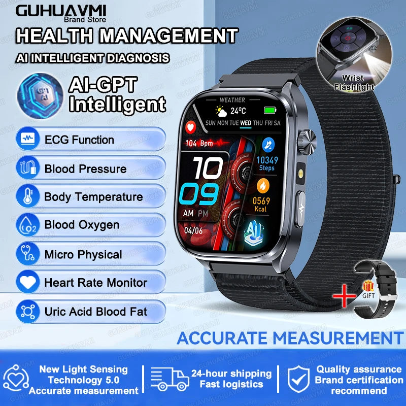 Reloj Inteligente con IA, ECG Preciso, Análisis de Lípidos y Ácido Úrico