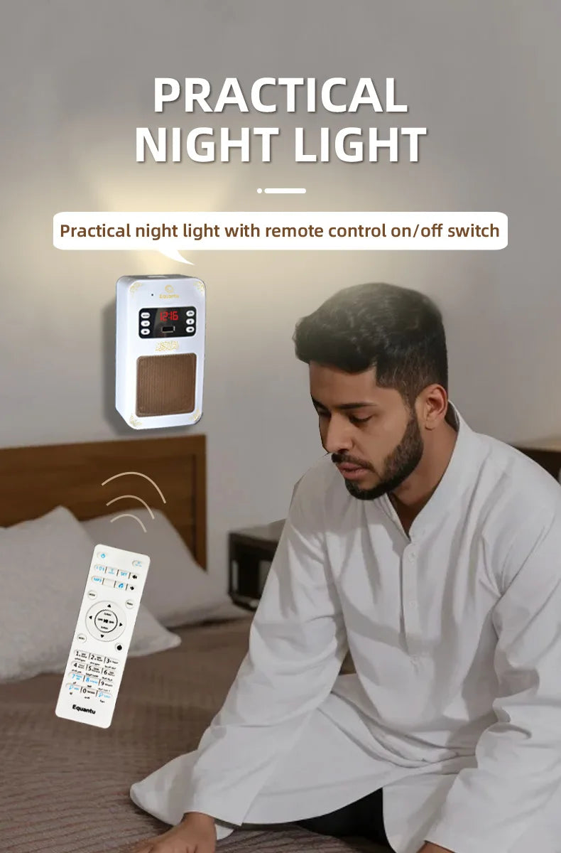 Altavoz Islámico Bluetooth con Corán, Azan y Luz Nocturna