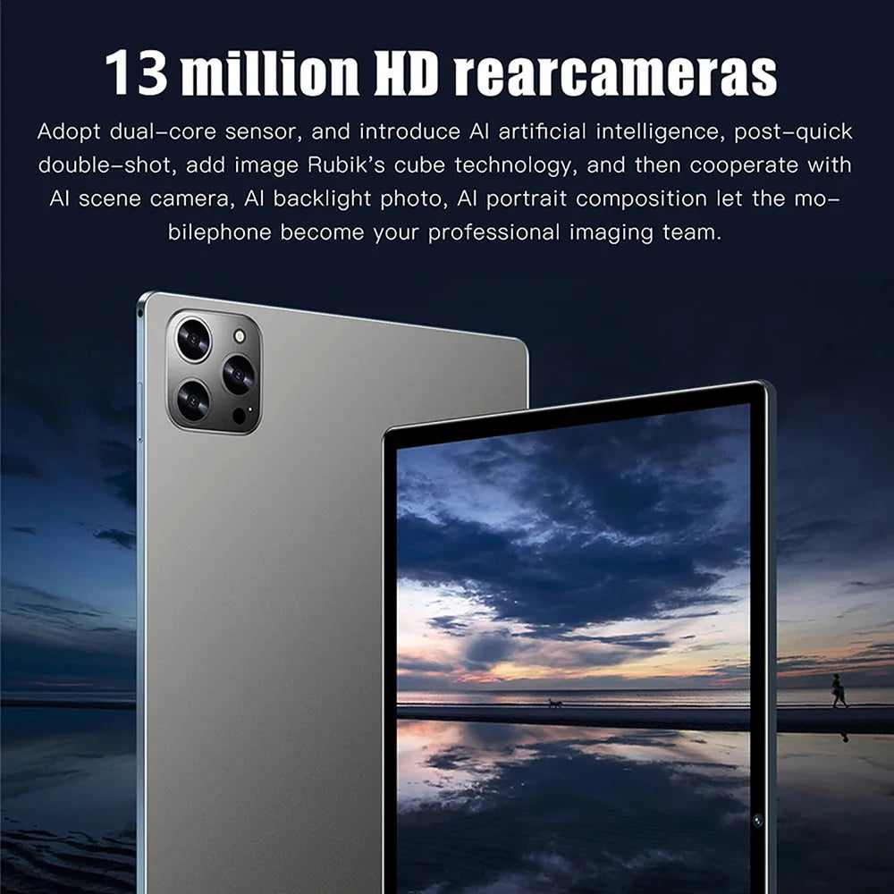 Tablet BDF 10.1": Android 13, 8GB RAM, 512GB ROM, 10 núcleos, 4G LTE