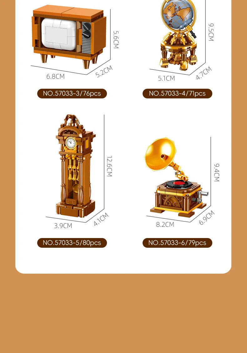 Bloques de Construcción de Muebles Retro 57033, Modelo MOC para Armar, Decoración de Escritorio, Regalo Coleccionable para Adultos, Cumpleaños, Días Festivos