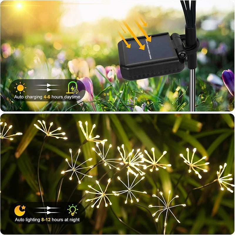 Lámpara Solar de Jardín con Luces de Estrella