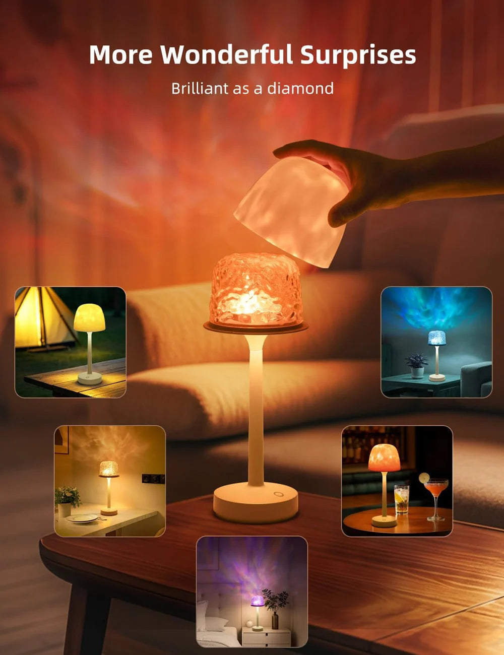 Lámpara de proyección Lámpara de mesa ondulada de agua de pie alto Proyector LED Aurora con control remoto Regalo romántico e interesante para interiores