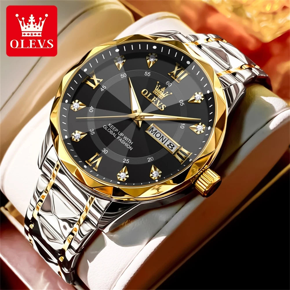 Reloj de Cuarzo OLEVS para Hombre con Calendario de Acero Inoxidable