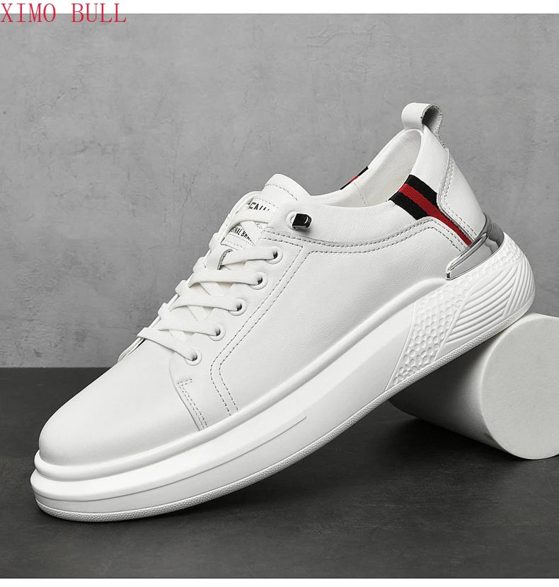 Zapatillas de deporte de cuero genuino para hombres, zapatos con elevador, zapatos invisibles transpirables, zapatillas de deporte casuales de moda para hombres