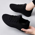 Zapatos informales con plataforma antideslizante transpirable para mujer, zapatillas coreanas para correr, zapatillas negras, otoño 2024