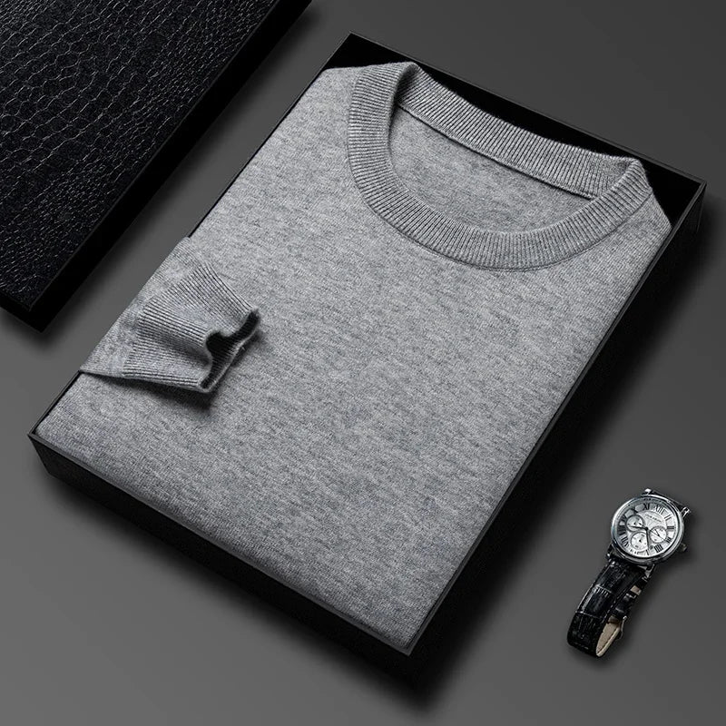 2025 nuevo suéter Casual para hombre, suéter tejido de manga larga con cuello redondo, Top versátil de moda con patrón de diamante