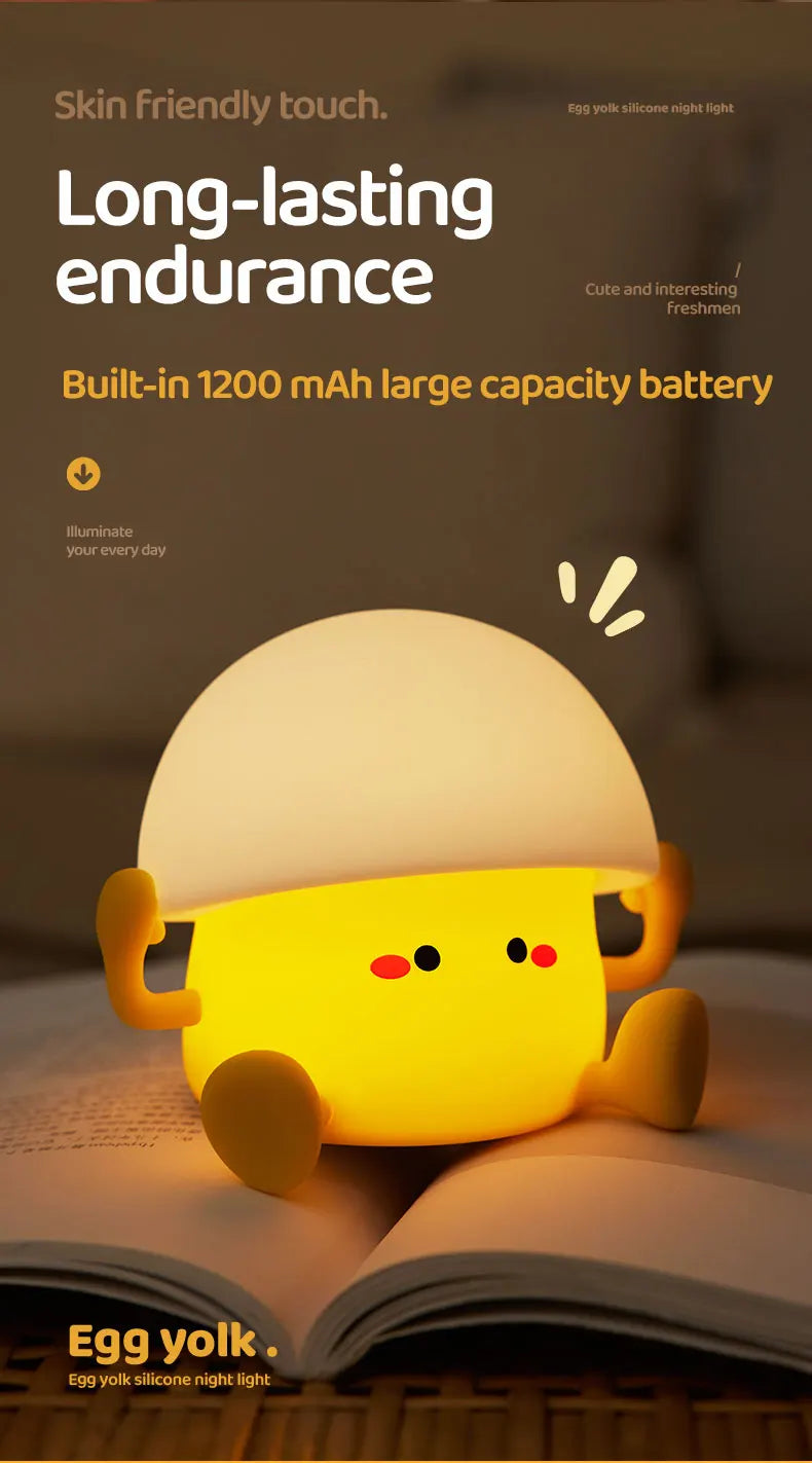 Bonita luz nocturna, lámpara de yema de huevo, lámpara de seta, decoración creativa de escritorio, carga USB, luz nocturna interior para niños, regalo de cumpleaños