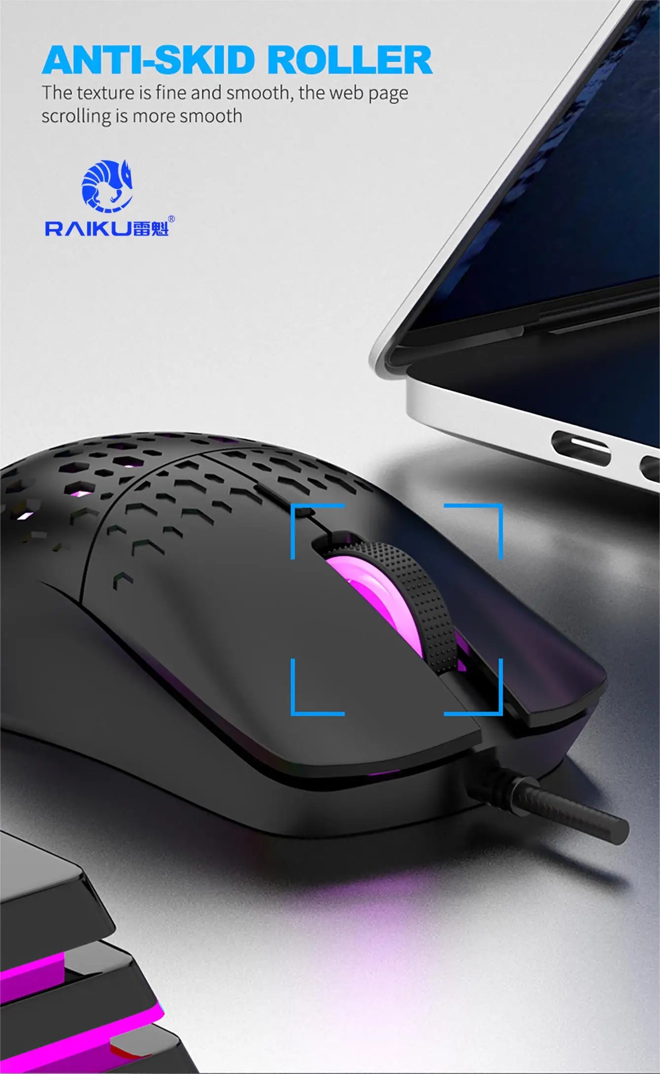 RAIKU G701 Ratón con cable de 6 teclas, iluminación colorida para juegos y oficina, para sistemas Microsoft Windows y Apple IOS