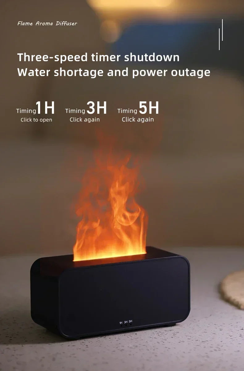 Humidificador Difusor de Aromas, Aceites Esenciales, Mini Humidificador con Llama Automática, Difusor de Fragancias para el Hogar con Luz LED