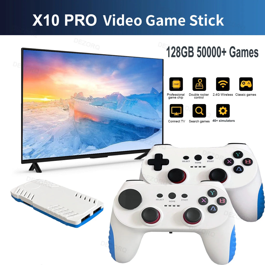 Consola de juegos Retro X10 Pro, videojuegos clásicos con 50 emuladores, 50000 juegos, consola de juegos de TV S905x3