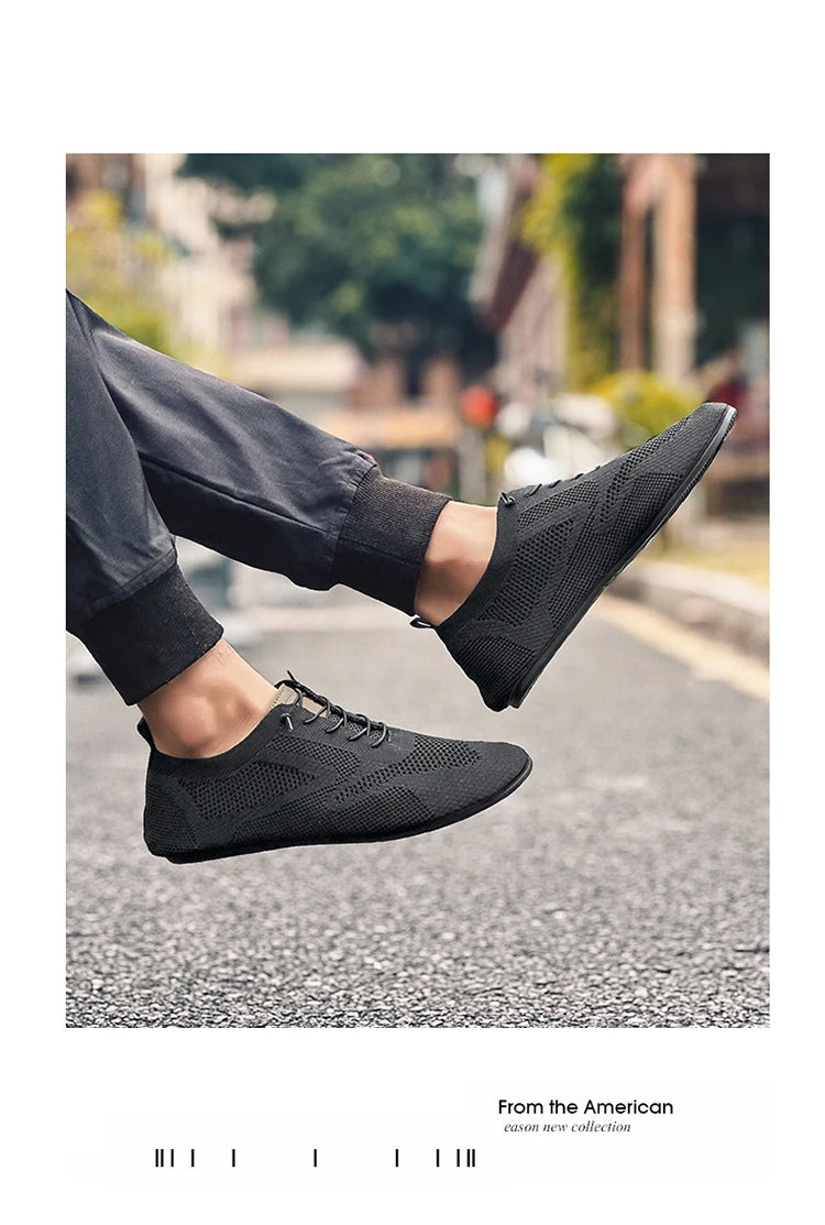 Zapatos informales ligeros sin cuero para hombre, mocasines de malla a la moda para parejas, zapatillas transpirables con cordones para hombre, zapatos planos suaves para Yoga