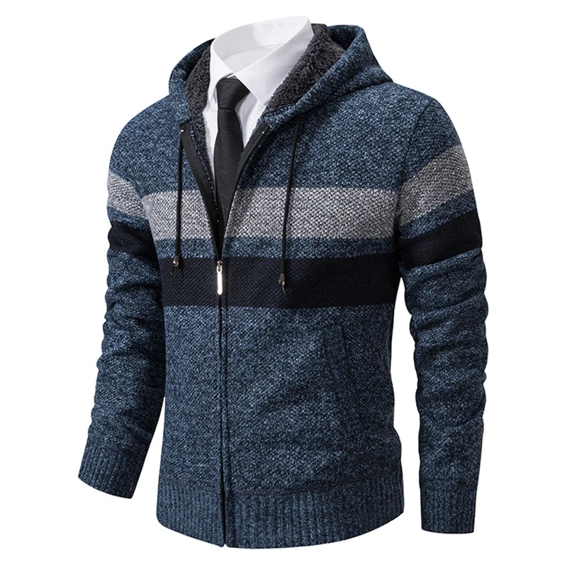 Cárdigan a Rayas con Cremallera para Hombre – Suéter de Punto Informal