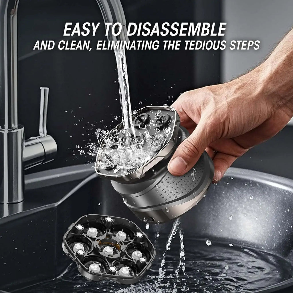 Afeitadora 7D para Cabeza Calva, para Hombres, con Cabezales Magnéticos Flotantes, Recargable, Impermeable, para Cuero Cabelludo, Cara, Barba y Cuerpo