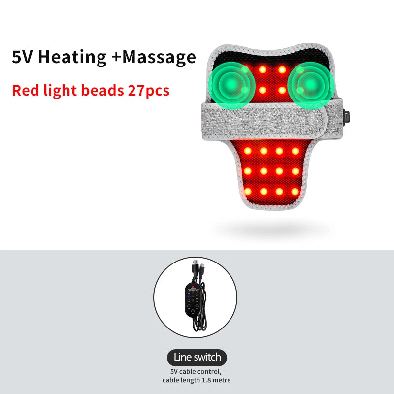 Luz roja calefacción eléctrica soporte para el cuello masajeador de vibración alivia el dolor de columna Cervical fatiga rigidez dragar meridianos