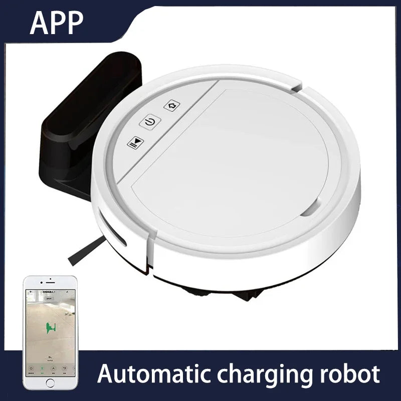 Robot Aspirador Inteligente con Control Remoto, Recarga Automática, Limpieza de Suelos