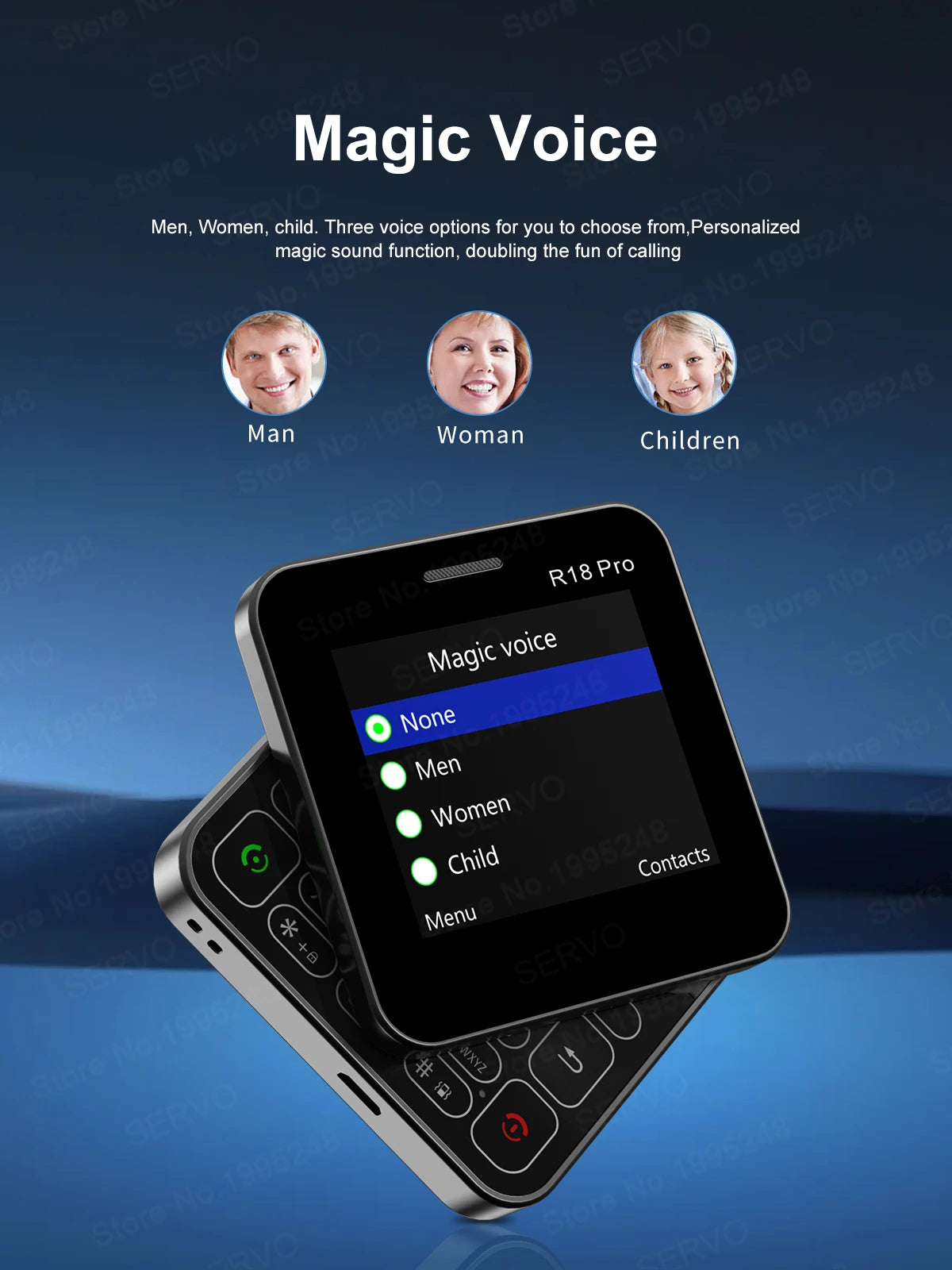 SERVO R18 Pro — Teléfono Básico Giratorio Doble SIM, Radio FM y Linterna