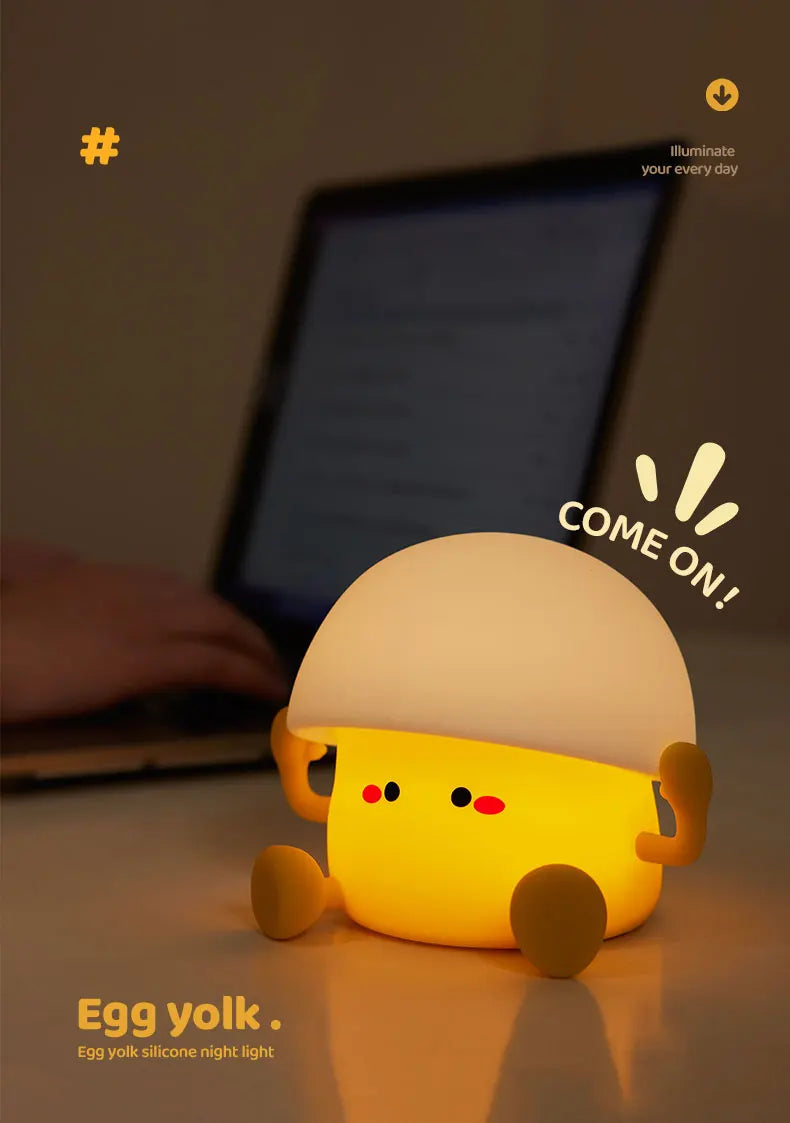 Bonita luz nocturna, lámpara de yema de huevo, lámpara de seta, decoración creativa de escritorio, carga USB, luz nocturna interior para niños, regalo de cumpleaños