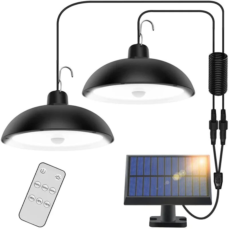 Lámpara colgante Solar, lámpara de araña impermeable para exteriores, cobertizo colgante, decoraciones LED con Control remoto para cobertizo interior, Granero Roo