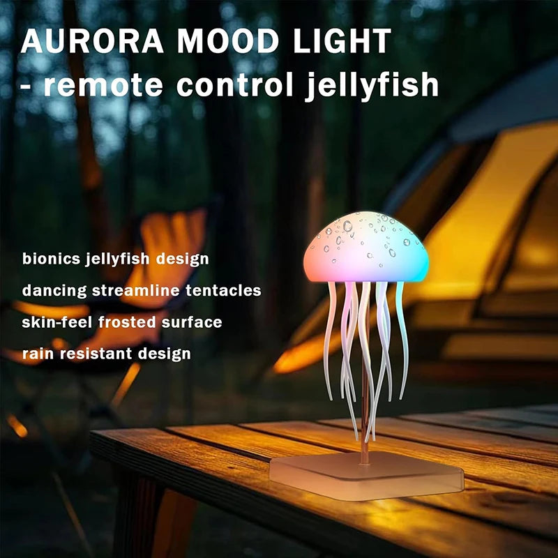 Lámpara LED de medusas con 9 tentáculos, 2 modos de trabajo, batería de larga duración, efectos de luz degradados de color con control remoto