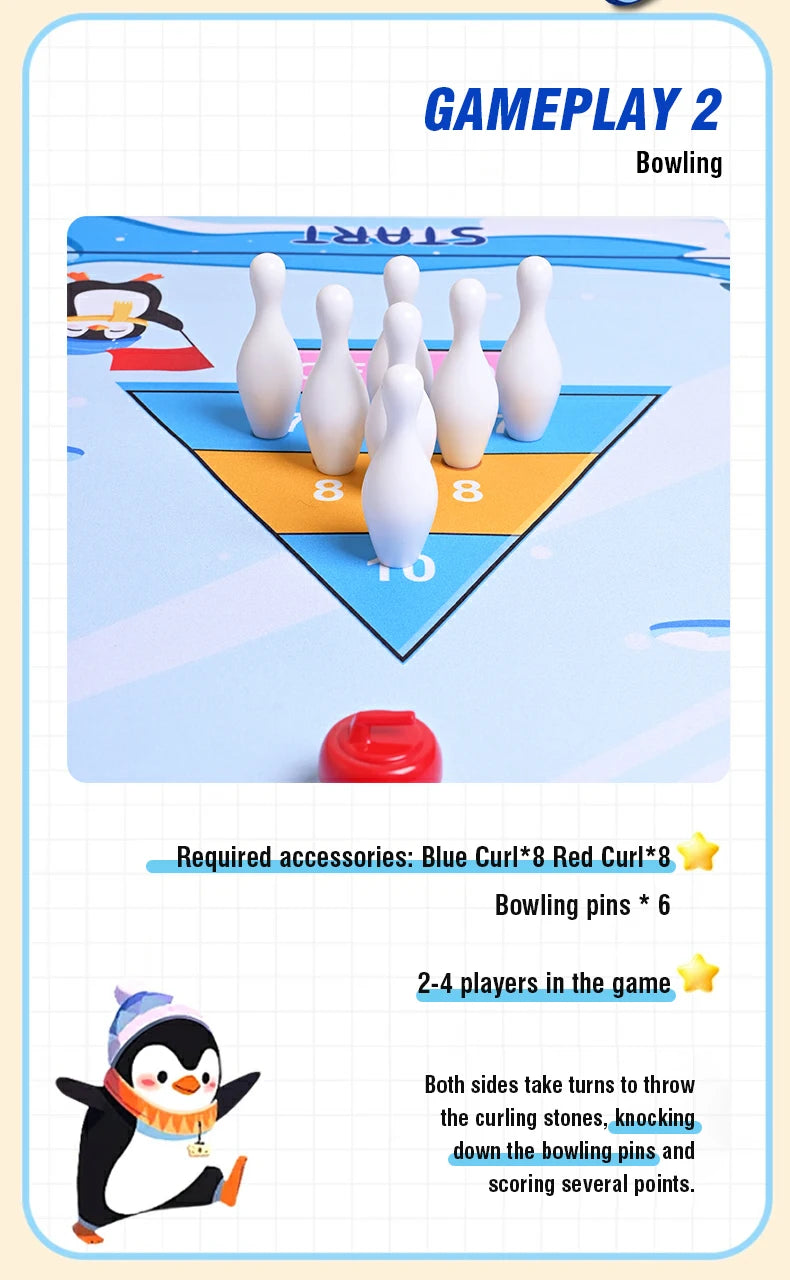 Juego de Mesa Curling 5 en 1 para Familia Hockey sobre Hielo