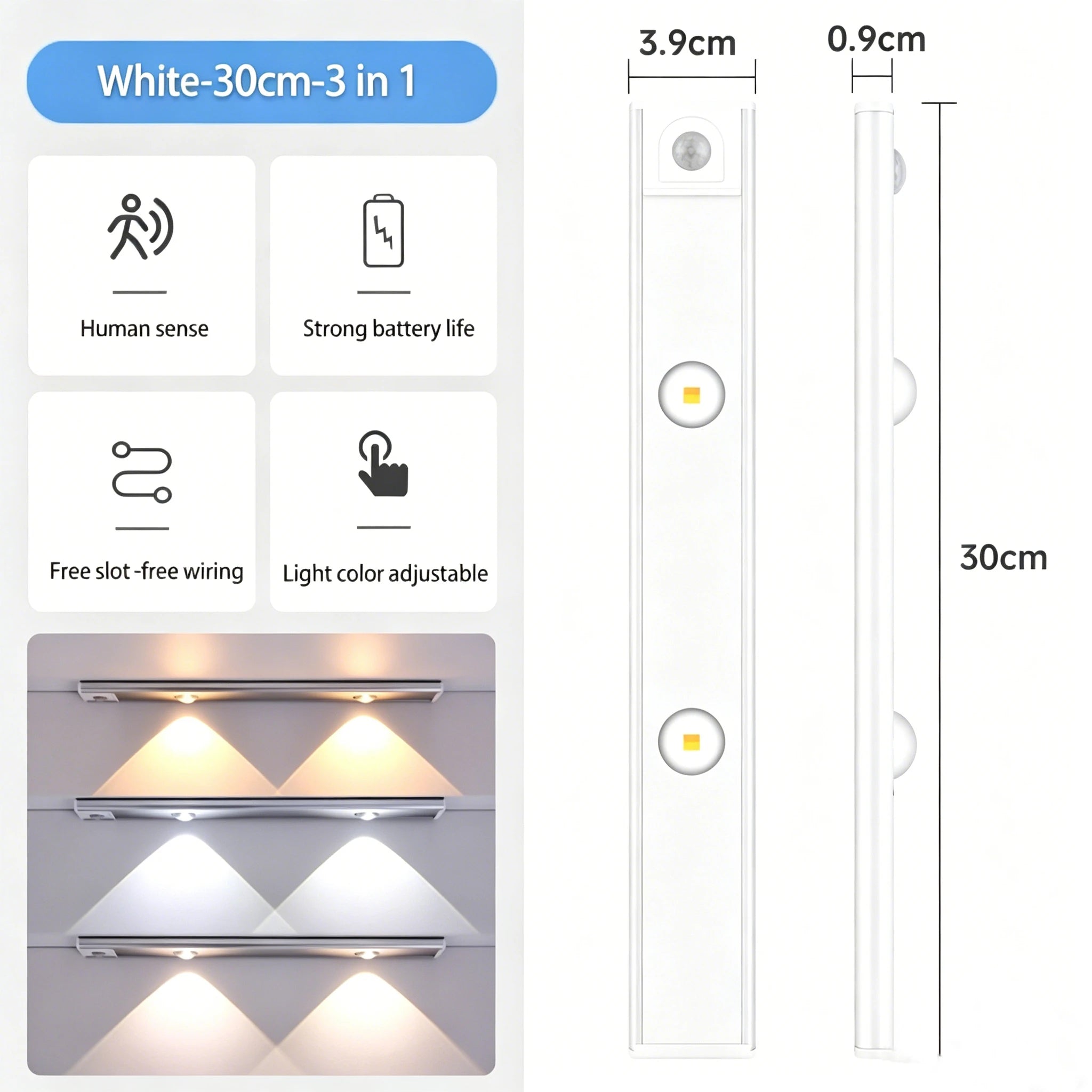 Luz LED Nocturna Regulable con Sensor para Armario